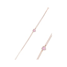 Gümüş Rose Pırlanta Modeli Pembe Zirkon Taşlı Kalp Bileklik Barcode Gümüş