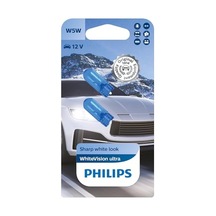 Philips T10 W5w Whitevision Ultra Halojen Sinyal Lambası, Çift Kabarcık, 35484330, Arabalar İçin, Beyaz Gün Işığı
