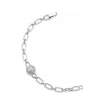 Balenbi Jewelry Gümüş Renk Yıldız Motifli Zirkon Taş Detaylı Oval Zincir Paslanmaz Çelik Kadın Bileklik 1210
