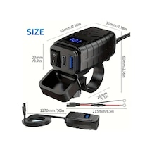 Xuweiwei Motorsiklet Gidon Telefon Sarj Cihazi Pd30 Qc30 Hizli Sarj Volt Metreli Saeden Usb Adaptor 12v36v Bisikletler Yesil Isik