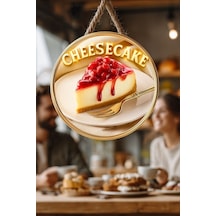 Cheesecake Temalı İpli Ahşap Kapı Duvar Süsü, Pastane, Tatlı Dükkanı, Cafe Tablo Dekoru