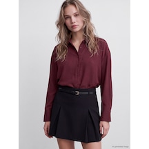 Lcw Vision Bordo Oversize Poplin Kadın Gömlek