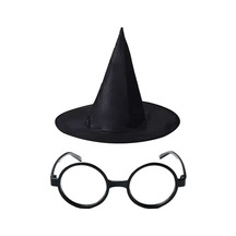 Harry Potter Büyücü Şapkası Ve Harry Potter Büyücü Gözlüğü Siyah Renk Lisinya