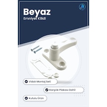 Beyaz Plastik Pencere Kilit Kolu Emniyet Vidalı Montaj Seti Güven