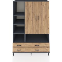 Kronos Dolap 8 Raflı 4 Çekmeceli 2 Kapaklı 132x59x195 Antrasit-çam/çam Atlas Çam/atlas Çam
