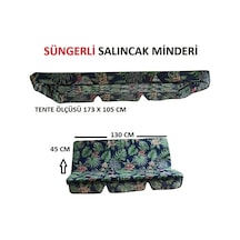 Süngerli Salıncak Minder Seti Tenteli Bahçe Minderi 2 Kişilik Süngerli Yeşil Yaprak Yeşil - Mavi