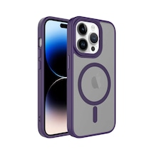Apple iPhone Uyumlu 12 Pro Max Kılıf Magsafe Destekli Kamera Yükseltili Mat Parmak İzi Tutmayan Silikon Pazarplus Derin Mor