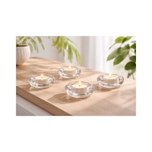 Bladfagel Tealight Modern,pinterest,viral Çiçek Şeklinde 1 Adet Mumluk Ve 1 Adet Mum 3cm Şeffaf Beyaz - 832512085 Beyaz