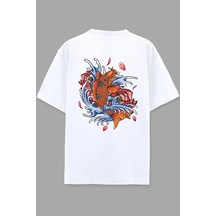 Adrift Japanese Fish Beyaz Oversize Unisex T-shirt Beyaz