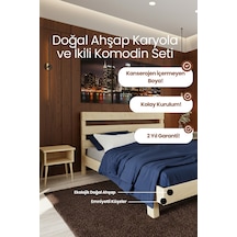 Natura New Masif Ahşap Karyola Ve 2 Adet Komodin Natürel 180x200 Renk: Naturel Ölçüler: 180 X 200 Cm