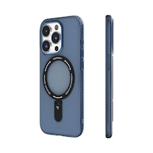 Apple Uyumlu iPhone 15 Pro Kılıf Magsafe Şarj Özellikli Youngkit Rock Serisi Kapak Mavi