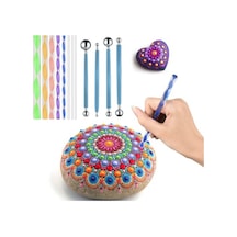 Mandalart Fabric Dot Kalemleri, Dot Çubukları 12 Parça, Büyükten Küçüğe Tüm Boyutlar 124-Pembe