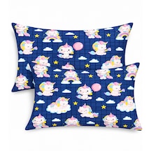 More Home Kapaklı Yastık Kılıfı 2 Adet 50 X 70 Cm Unicorn Mavi Koyu Mavi