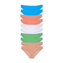 10 adet Süper Eko Set Likralı Kadın Slip Ten Beyaz Pudra Yeşil Mavi