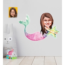 Kişiye Özel Deniz Kızı Karikatürlü Duvar Sticker 50X70CM