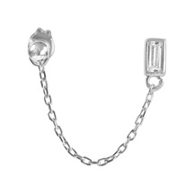 Kuyumcudukkani Çift Özellik Kullanımlı Baget Taşlı Trend "ear Cuff"küpe-31146-w-w Beyaz
