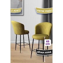 Canisa Alte Serisi 2 Fıstık Yeşili Sandalye 65 Cm Ada Mutfak Bar Sandalyesi Babyface Kumaş Siyah Metal Ayak Sandalyeler Fıstık Yeşili Ayaklar Siyah
