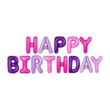 Renkli Happy Birthday Harf Folyo Balon Seti Mor