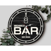 Bk Gift Barlara Özel Dekoratif Siyah Ahşap Duvar Saati 35cm-5 , Bar Duvar Saati , Cafe Duvar Saati , Özel Ahşap Saat Kobitmeyen138335 Bk Gift