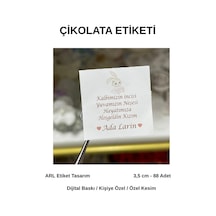 İsme Özel Hoş Geldin Kızım Yazılı Çikolata Etiketi 3,5x3,5 Cm 88 Adet -arl Etiket Tasarım Beyaz