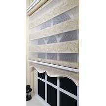 Zebra Stor Perde Sarı Sarmaşık Desen Altın Simli Etek Dilimli Stb9300 V 02
