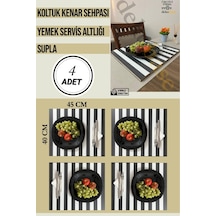 Antrasit-beyaz 4 Adet Çok Amaçlı Koltuk Kenar Sehpası, Supla, Yemek Servis Altlığı Antrasit-beyaz