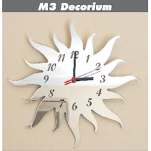 M3 Decorium Güneş Dekoratif Ayna Saat Beyaz