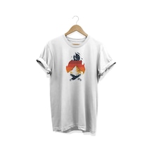 Kamp Ateşi Baskılı Beyaz T-shirt Beyaz