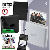 Fujifilm Instax Wide Link Gri Akıllı Telefon Yazıcısı + 10'lu Film + Deri Çanta + Albüm 2 Beyaz