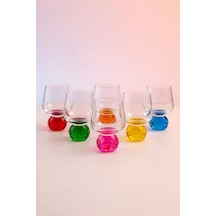 6 Kişilik Cam Renkli Elmas Ayaklı Kahve Yanı Bardağı Bardak 50ml
