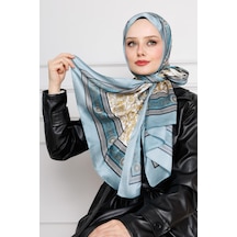 Sevitli Versace Desenli Hint İpeği Şal-mint Yeşili-4532