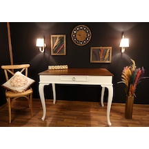 Wooding-Mobilya Wooding 100 Cm Çekmeceli Masif Beyaz Ceviz Çalışma Masası Beyaz  -  Ceviz