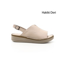 Gönderi(R) Gönderi R Bej Dolgu Topuk Hakiki Deri Comfort Sandalet Bej