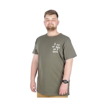 Mode Xl Büyük Beden T-Shirt Bisiklet Yaka Work 22179 Haki 001