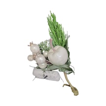 48-0033 Yılbaşı Yapay Çiçek Beyaz Bitkili Yapraklı Boy 17cm