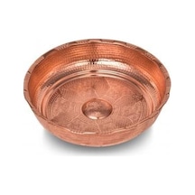 Turna Bakır Kurnacı Hamam Tası 16 CM Makine İşleme Kırmızı Turna Gümüş