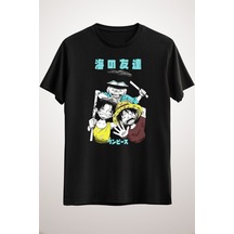GreenMint Unisex Siyah T-shirt One Piece luffy's childhood anime manga