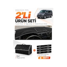 Volkswagen Transporter T6 Kapaklı 2015-2020 Uyumlu Torpido Örtüsü + Deri Çanta Seti - Siyah Gri