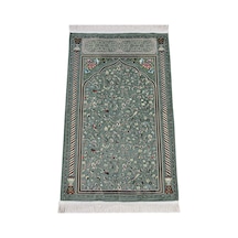 Haki Çiçekli Ravza Desenli Astarlı Şönil Seccade 001
