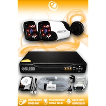 Elitcam 2 Kameralı Panda 2 Dış Kamera Set 250 GB HDD Full HD Gece Görüşlü Güvenlik Kamerası Sistemi