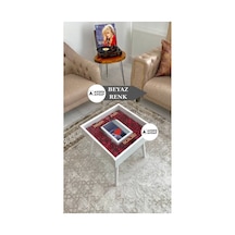 Ahsen Ahşap Fotoğraflı Anı Sehpası Beyaz