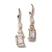 Kalpli Büyük Taşlı Sallantılı Çelik Küpe Sarı