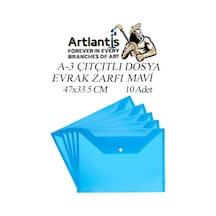 A3 Çıtçıtlı Dosya 10 Adet 47 x 33.5 CM Mavi