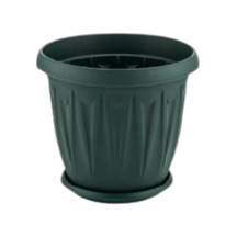 Balkon Saksı Bahçe Saksısı Büyük Boy Yuvarlak Saksı Ve Altlığı 9 Litre 2 Adet 26x24 Yeşil Yeşil