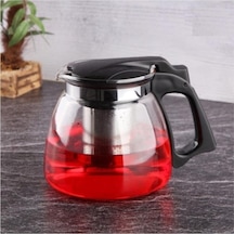 Cam Demlik Süzgeçli 900 Ml Siyah Kulplu Şeffaf