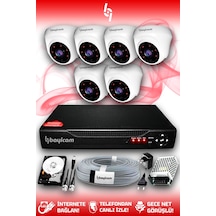 Bayicam 6 Kameralı Dome 6 İç Kamera Set 250 GB HDD Full HD Gece Görüşlü Güvenlik Kamerası Sistemi
