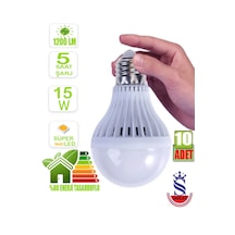 Şarjlı Akülü 15w Beyaz Işık Led Ampul-10 Adet