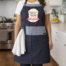 Bk Gift Kişiye Özel Anneler Günü Tasarımlı Pamuk Denim Havlu Detaylı Mutfak Önlüğü -4, Aşçı Ve Şef Önlüğü, Ev Hediyesi Kobitmeyencom36606 Bk Gift Renkli