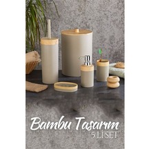 5 Li Banyo Seti Bambu Design Latte 718979
