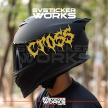 Cross Yazılı Kask Sticker Tüm Kasklar Uyumlu Tek Yön 1 Adet Altın